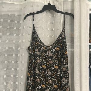 Natural Life Black Floral Spaghetti Strap Maxi Dress Size Large